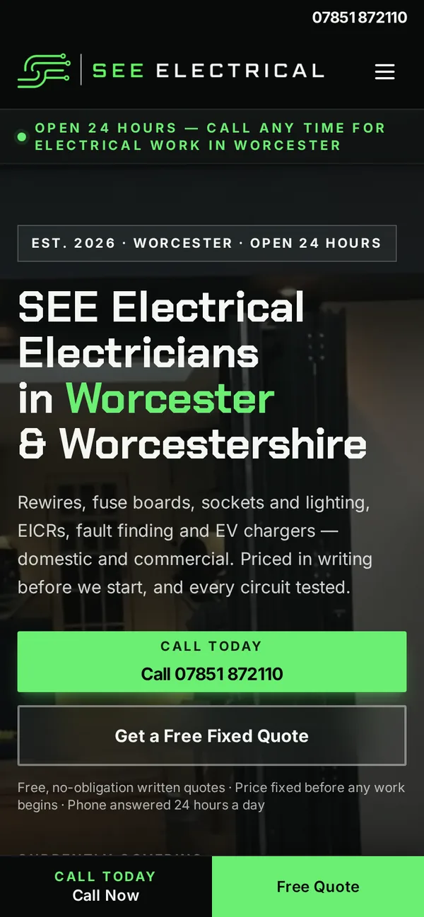 SEE Electrical’s website on a phone.